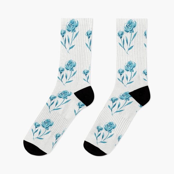 Item preview, Graceful Beauty Botanical Watercolor Turquoise Blue Flowers  designed and sold by Irina Sztukowski.