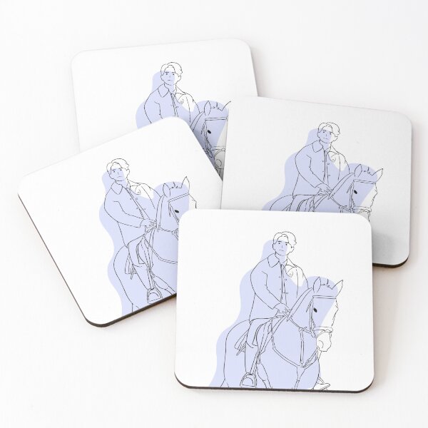 Item preview, Line Art with Blue Shadow Vincenzo Cassano riding a horse designed and sold by cimong.