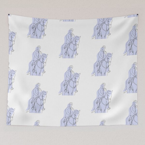 Item preview, Line Art with Blue Shadow Vincenzo Cassano riding a horse designed and sold by cimong.