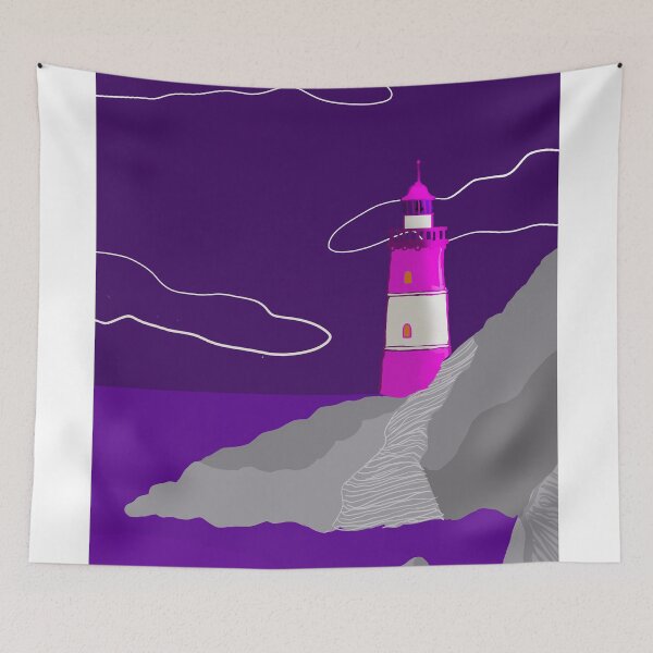 Item preview, Night sky lighthouse landscape designed and sold by Stuckinadream.