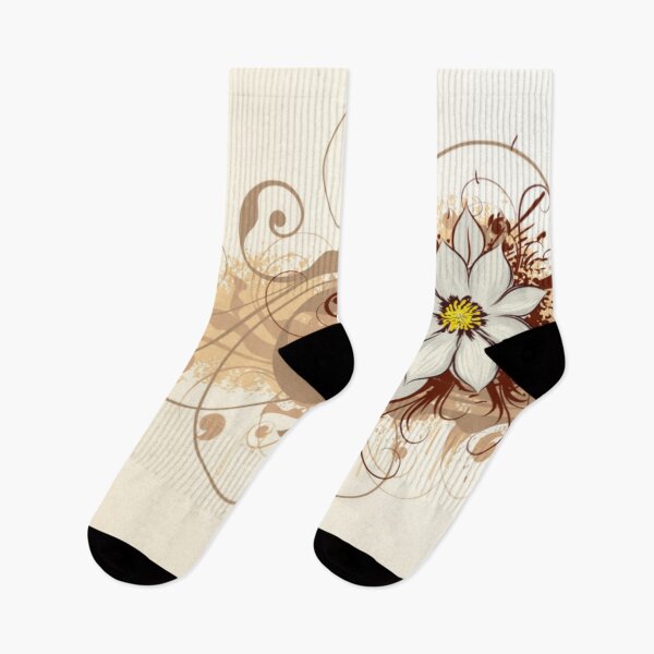 Item preview, Flor blanca - Patrón de diseño floral marrón sobre un fondo crema designed and sold by WearWolfDesigns.