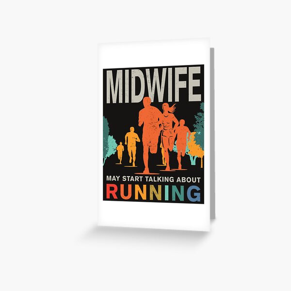 Midwife Runner Midwife Running Greeting Card