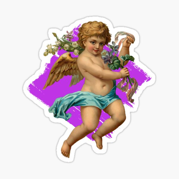 Artikel-Vorschau von Netter bunter Cherub mit Flügeln und Blumen Design, designt und verkauft von EarthArtDesigns.