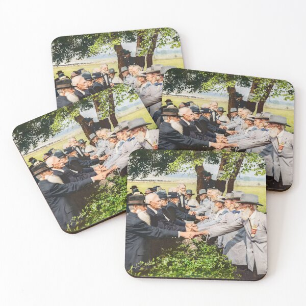 Item preview, Confederate and Union veterans at Gettysburg reunion in the year 1913 designed and sold by Sanna Dullaway.