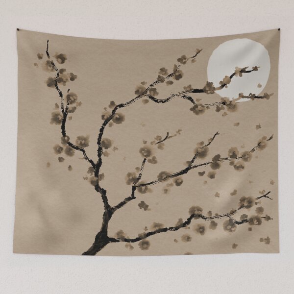 Item preview, White Blossom Sepia Sky & Full Moon designed and sold by JzArt.