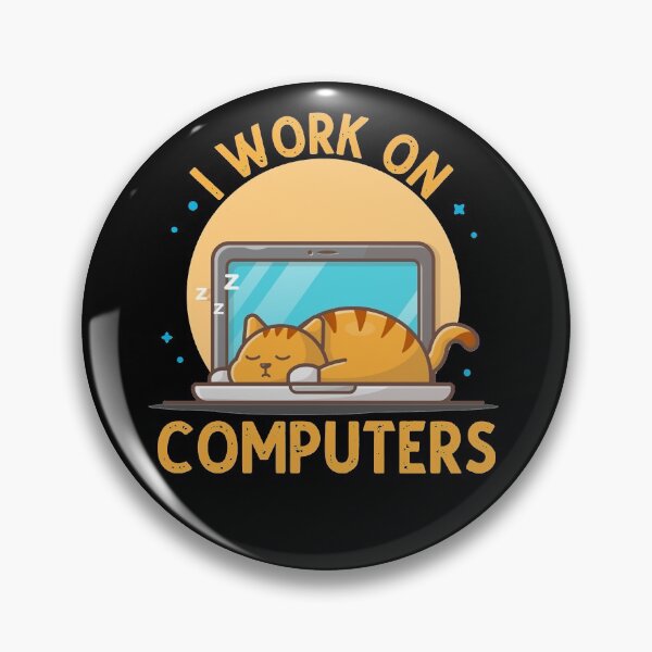 Item preview, I Work on Computers Funny Cat on Keyboard Pet Programmer Gift designed and sold by IFFOUR.