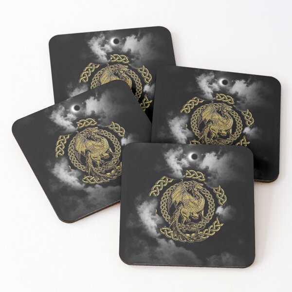 Item preview, Gold Celtic Dragon Black and White Moon Eclipse in the Clouds designed and sold by Kim Andrews.