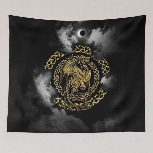 Item preview, Gold Celtic Dragon Black and White Moon Eclipse in the Clouds designed and sold by Kim Andrews.