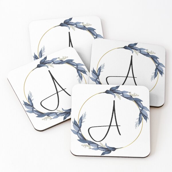 Item preview, Monogram with blue leaves letter A designed and sold by JustSeasons.