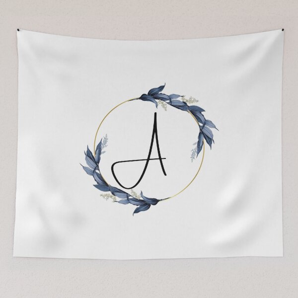 Item preview, Monogram with blue leaves letter A designed and sold by JustSeasons.