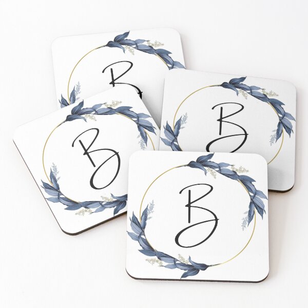 Item preview, Monogram with blue leaves letter B designed and sold by JustSeasons.