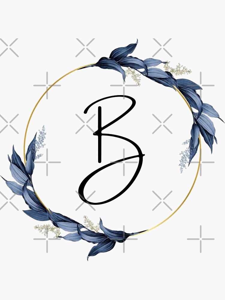 "Monogram With Blue Leaves Letter B" Sticker For Sale By JustSeasons ...