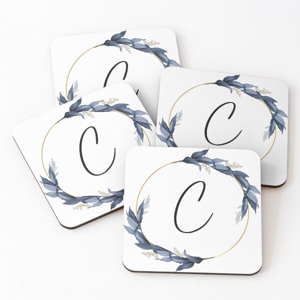 Item preview, Monogram with blue leaves letter C designed and sold by JustSeasons.