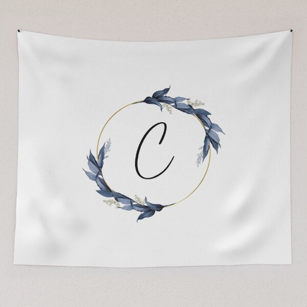 Item preview, Monogram with blue leaves letter C designed and sold by JustSeasons.
