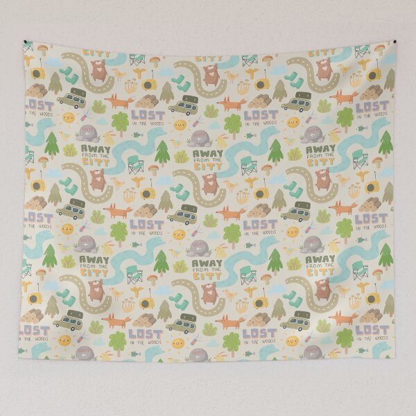 Item preview, Lost In the Woods - cute camping pattern designed and sold by DebbisPalette.