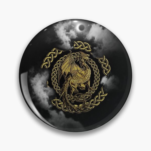Item preview, Gold Celtic Dragon Black and White Moon Eclipse in the Clouds designed and sold by Kim Andrews.