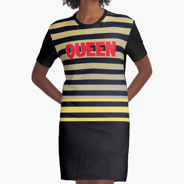 Queen Bee Striped Yellow Black Graphic T-Shirt Dress