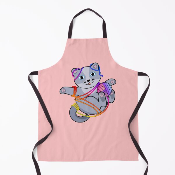 Item preview, Cute cat tangled with ball of yarn - kitty kawaii knitting - crotchet  designed and sold by catnbloom.