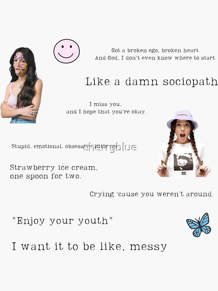 "Olivia Rodrigo Sour Pack Lyrics Stickers" Sticker By Cherryblue ...