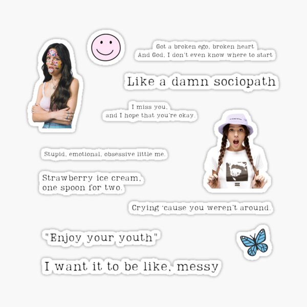 "Olivia Rodrigo Sour Pack Lyrics Stickers" Sticker By Cherryblue ...