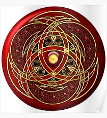Rot und Gold Celtic Medaillon Poster