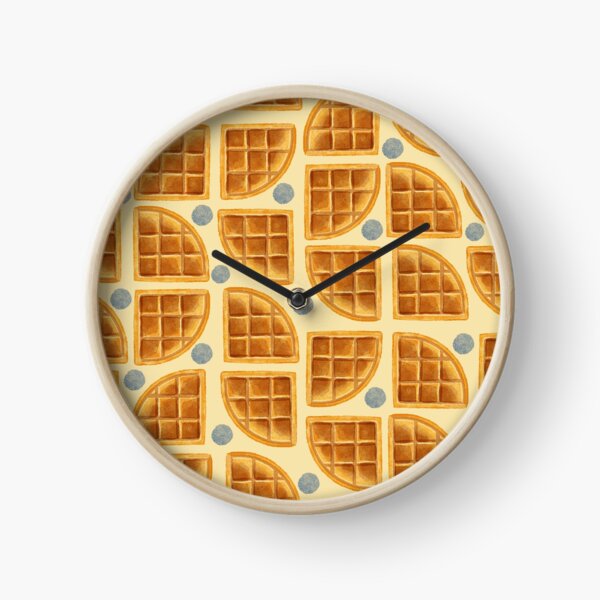 Waffles and Blueberries in Retro Risograph Style Clock