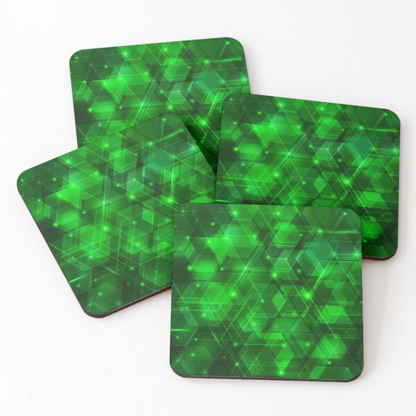Item preview, Green Techno Abstract Art Multi layer Hexagonal Shapes Contemporary Future Digital designed and sold by WearWolfDesigns.
