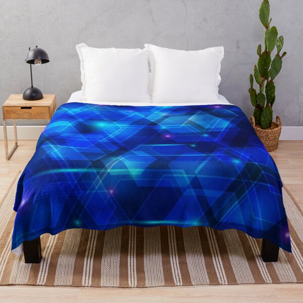 Item preview, Blue Techno Abstract Art Multi layer Hexagonal Shapes Contemporary Future Digital designed and sold by WearWolfDesigns.