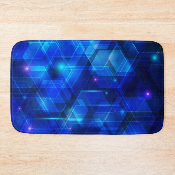 Item preview, Blue Techno Abstract Art Multi layer Hexagonal Shapes Contemporary Future Digital designed and sold by WearWolfDesigns.