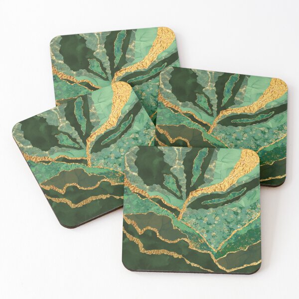Item preview, Abstract Green and Gold Malachite Collage, Modern Nature Texture Mineral designed and sold by SparrowsEndArt.