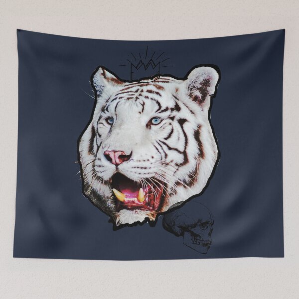 Item preview, White Tiger and Skull Dark Blue designed and sold by primawm.