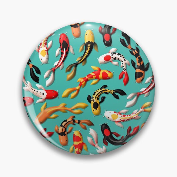 Item preview, Pattern of colorful Japanese koi fish before simple light blue background designed and sold by CiniArt.