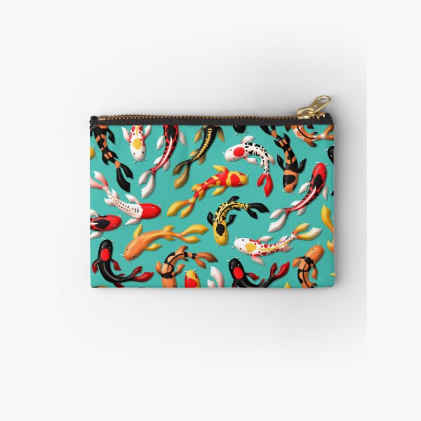 Item preview, Pattern of colorful Japanese koi fish before simple light blue background designed and sold by CiniArt.