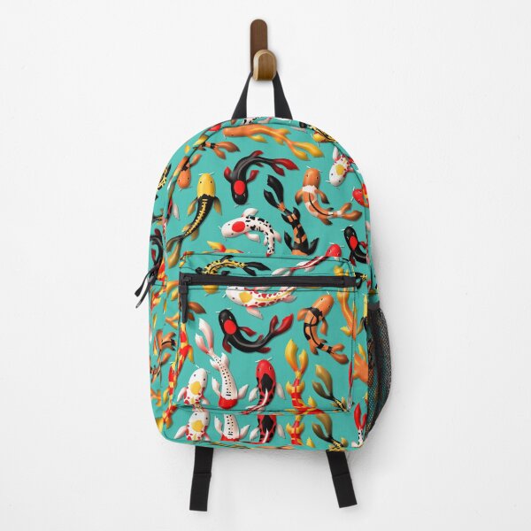 Item preview, Pattern of colorful Japanese koi fish before simple light blue background designed and sold by CiniArt.