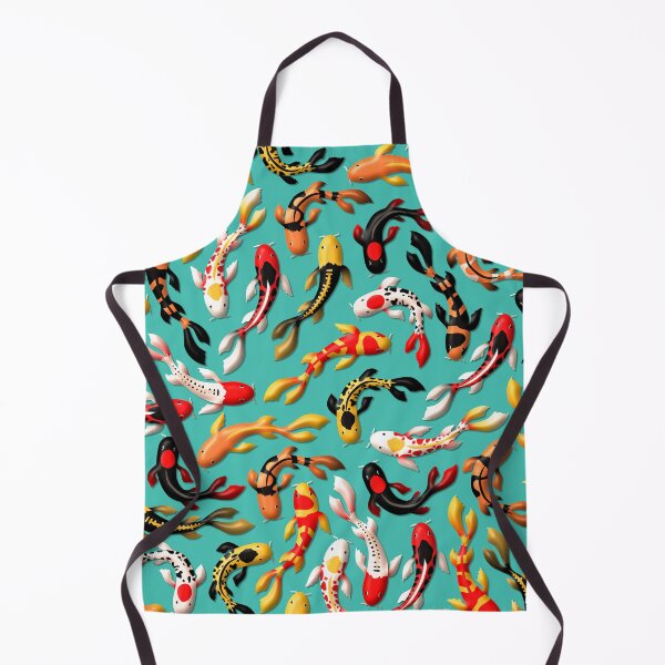 Item preview, Pattern of colorful Japanese koi fish before simple light blue background designed and sold by CiniArt.