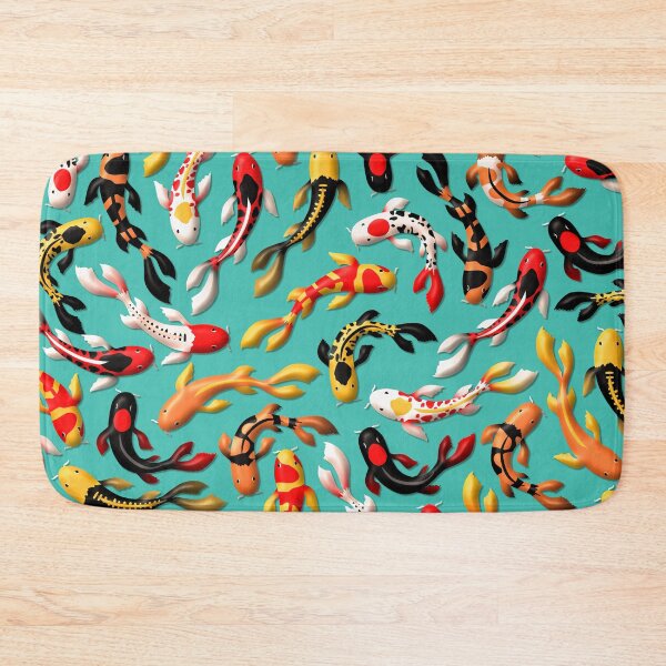 Item preview, Pattern of colorful Japanese koi fish before simple light blue background designed and sold by CiniArt.