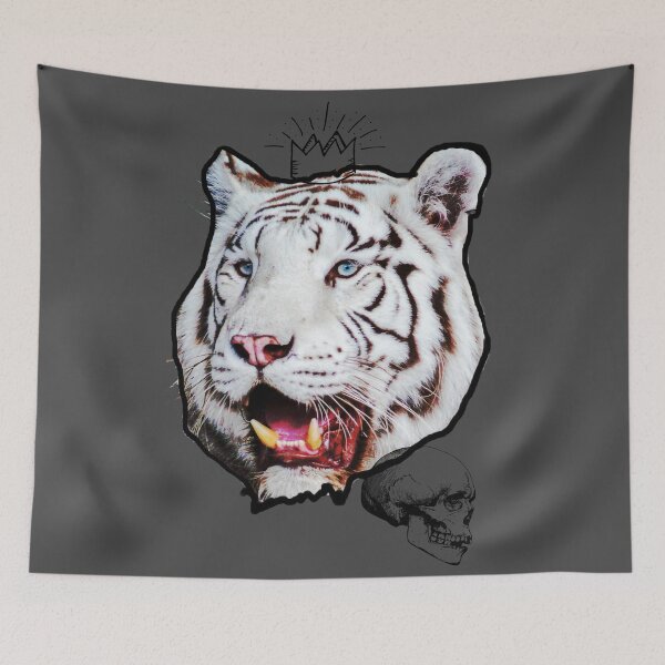Item preview, White Tiger and Skull Dark Grey designed and sold by primawm.