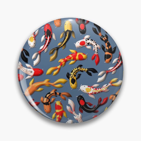 Item preview, Pattern of colorful Japanese koi fish before simple dark blue background designed and sold by CiniArt.