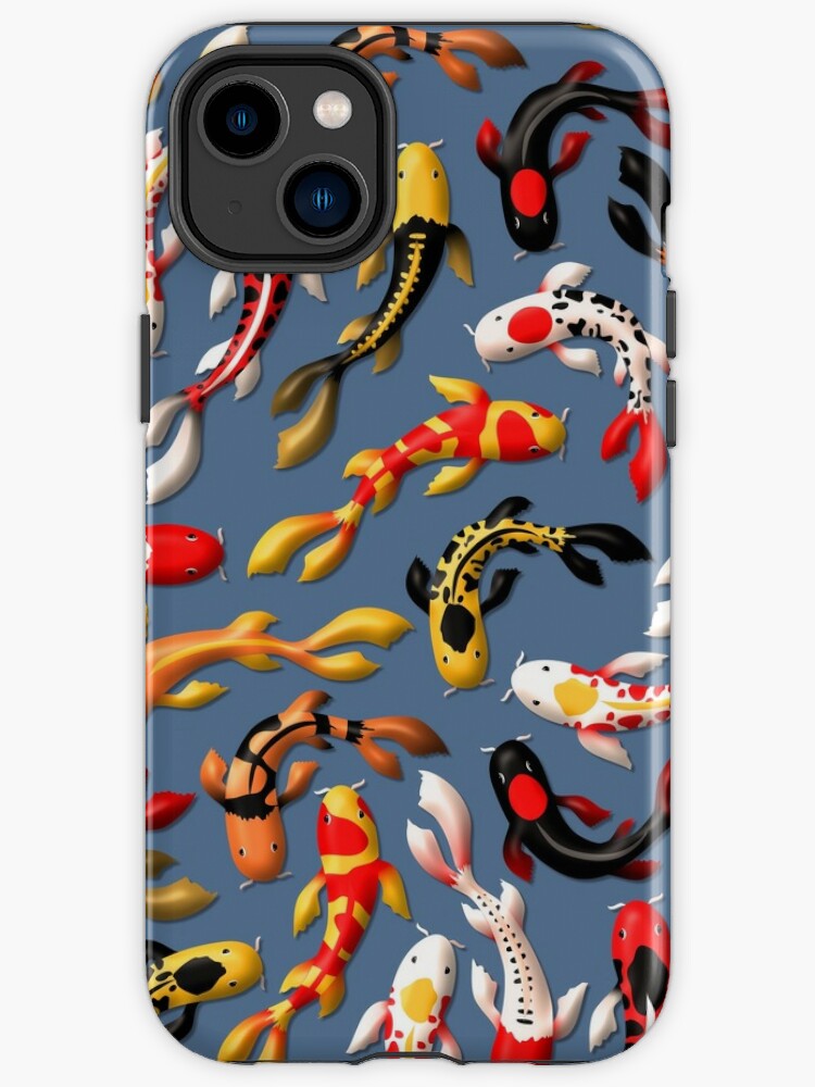 Pattern of colorful Japanese koi fish before simple dark blue background iPhone  Case for Sale by CiniArt