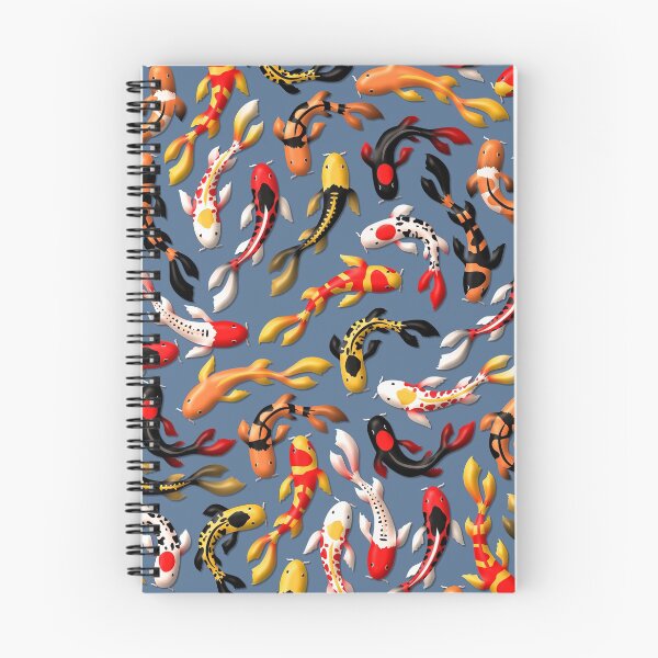 Item preview, Pattern of colorful Japanese koi fish before simple dark blue background designed and sold by CiniArt.