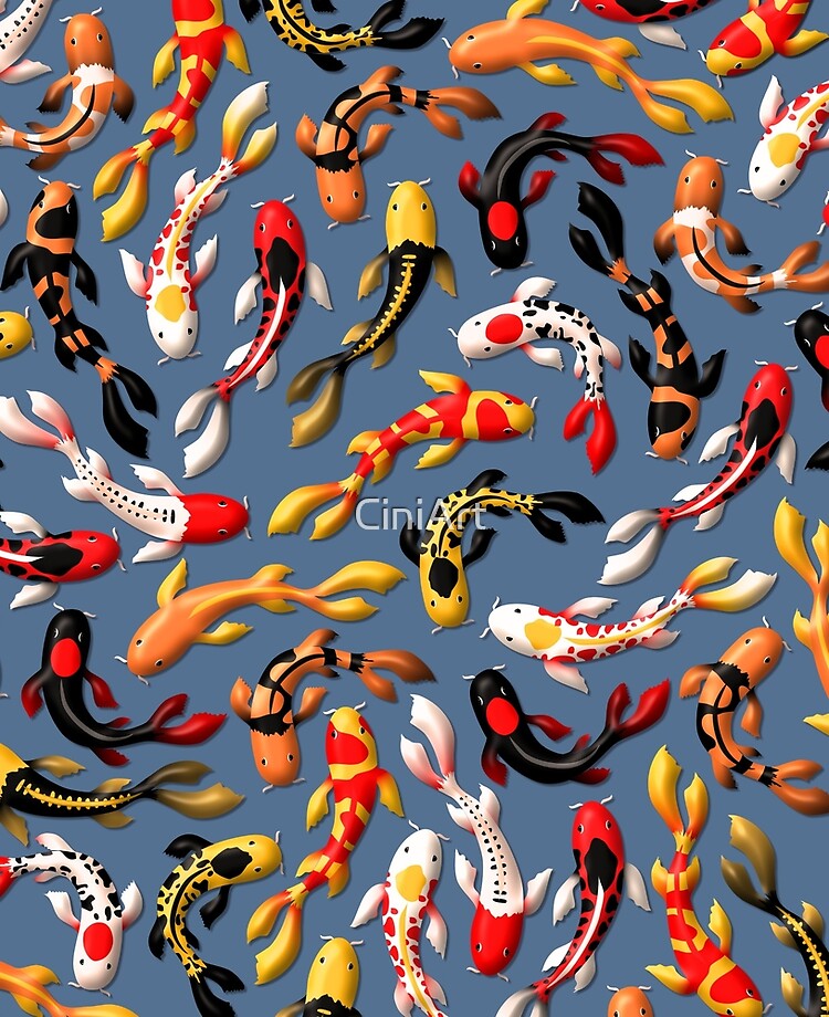 Pattern of colorful Japanese koi fish before simple dark blue background iPhone  Case for Sale by CiniArt