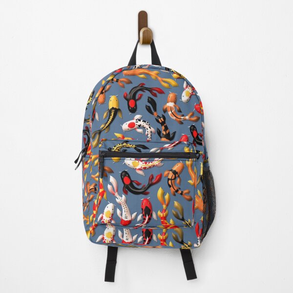 Item preview, Pattern of colorful Japanese koi fish before simple dark blue background designed and sold by CiniArt.