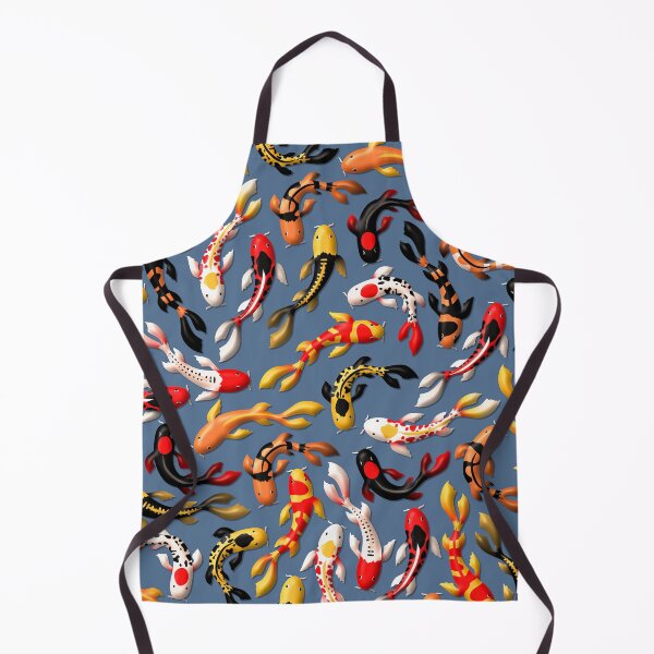 Item preview, Pattern of colorful Japanese koi fish before simple dark blue background designed and sold by CiniArt.