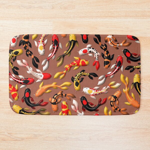 Item preview, Pattern of colorful Japanese koi fish before simple dark red background designed and sold by CiniArt.