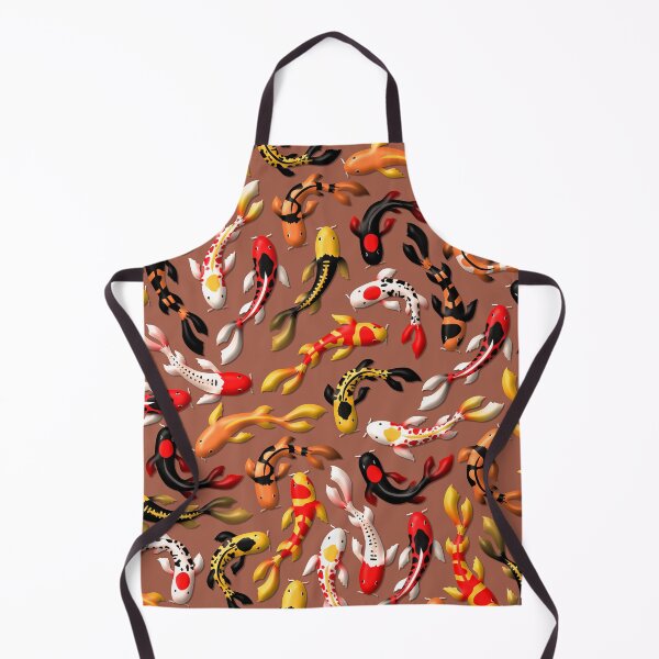 Item preview, Pattern of colorful Japanese koi fish before simple dark red background designed and sold by CiniArt.