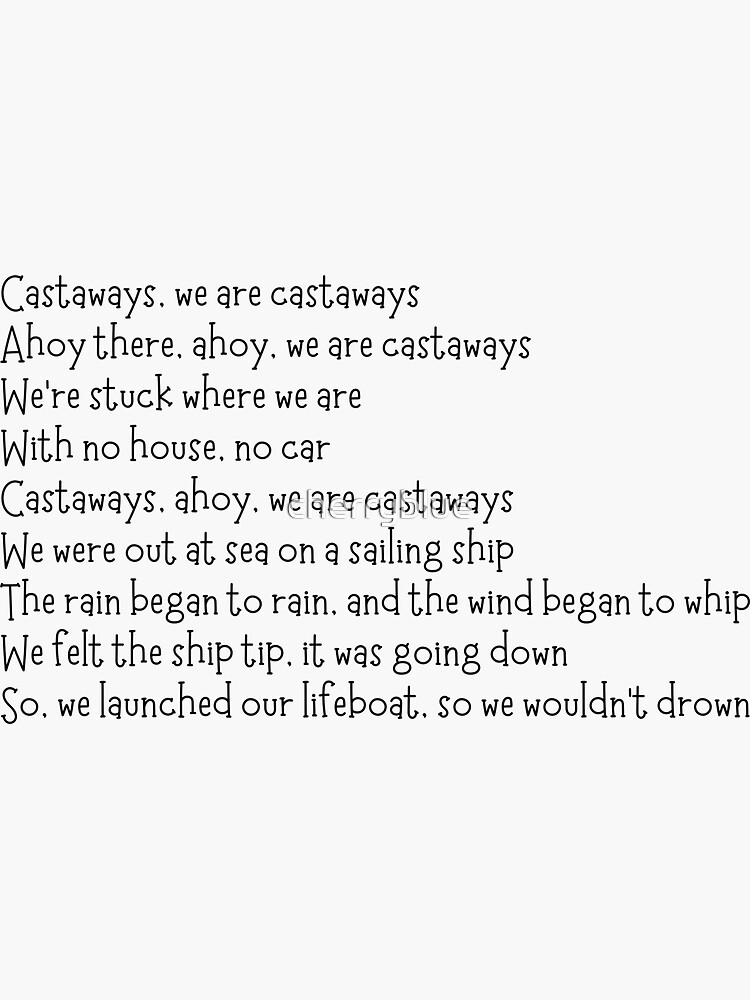 "Castaways Backyardigans Sticker tiktok song lyrics" Sticker for Sale