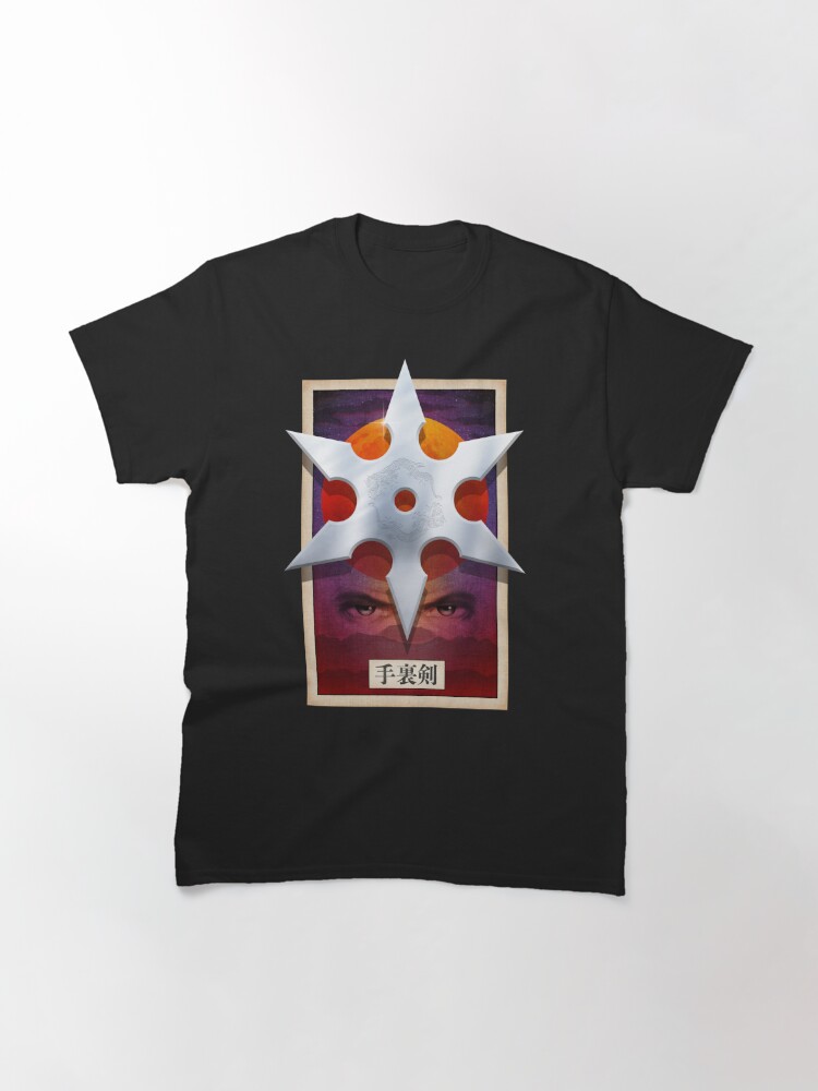 Classic T-Shirt, Ninja Blood Moon Shuriken Throwing Star designed and sold by DiggerDesignsNY