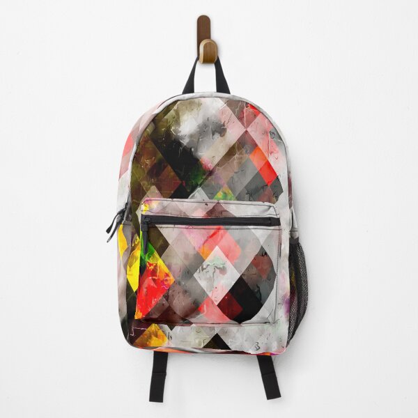 Item preview, geometric pixel square pattern abstract art in red green yellow designed and sold by Mrvell.