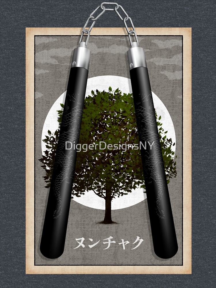 Artwork view, Chained Nunchaku Oak Tree Moon designed and sold by DiggerDesignsNY