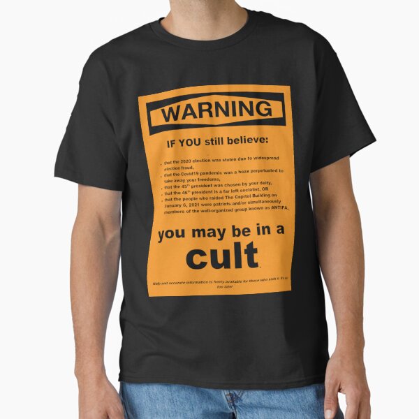 Vista previa del artículo con la obra «¡Advertencia! ¡Es un culto!», diseñado y vendido por KBwiththeTees.